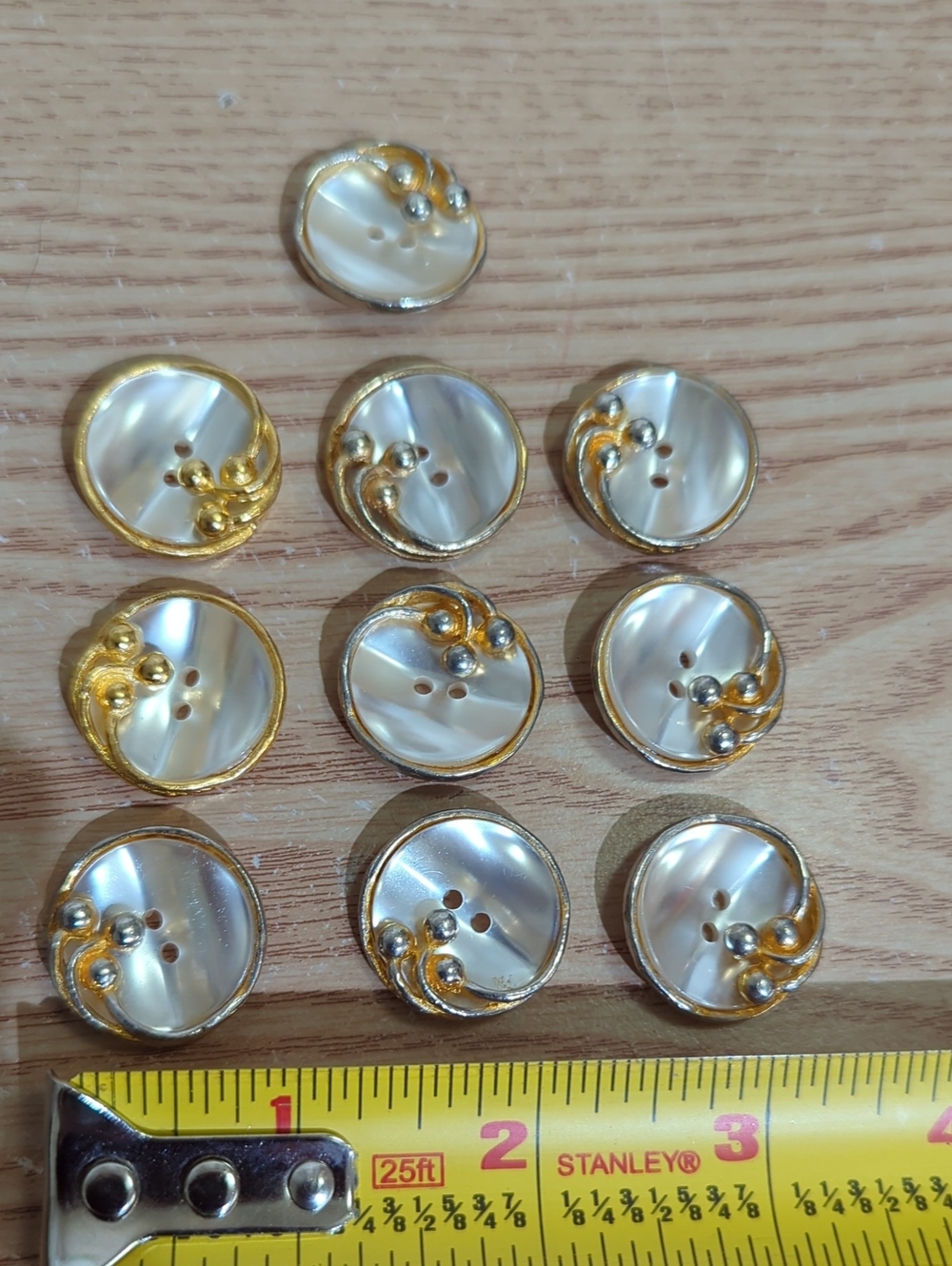 Pearlescent Gold Accent Round Buttons (Set of 10)